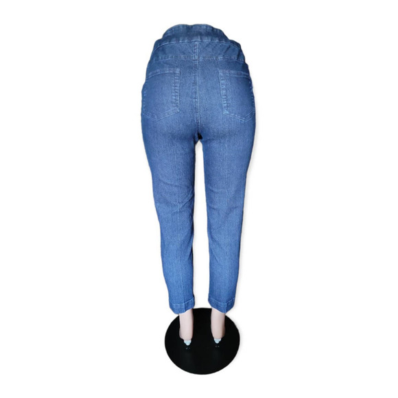 SOFT Surroundings Super Stretch Pull On Ankle‎ Pants Dark Wash Blue 2AC10 Medium - Picture 8 of 13